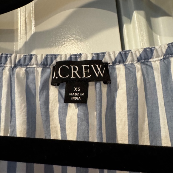 J. Crew V-neck Smocked Waist Top, Size extra small, black and white stripes - Picture 4 of 12